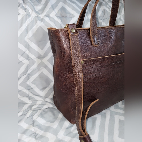 AUTHENTIC PORTLAND LEATHER GOODS  CROSSBODY / SATCHEL ZIP TOP TOTE BROWN - Picture 4 of 16